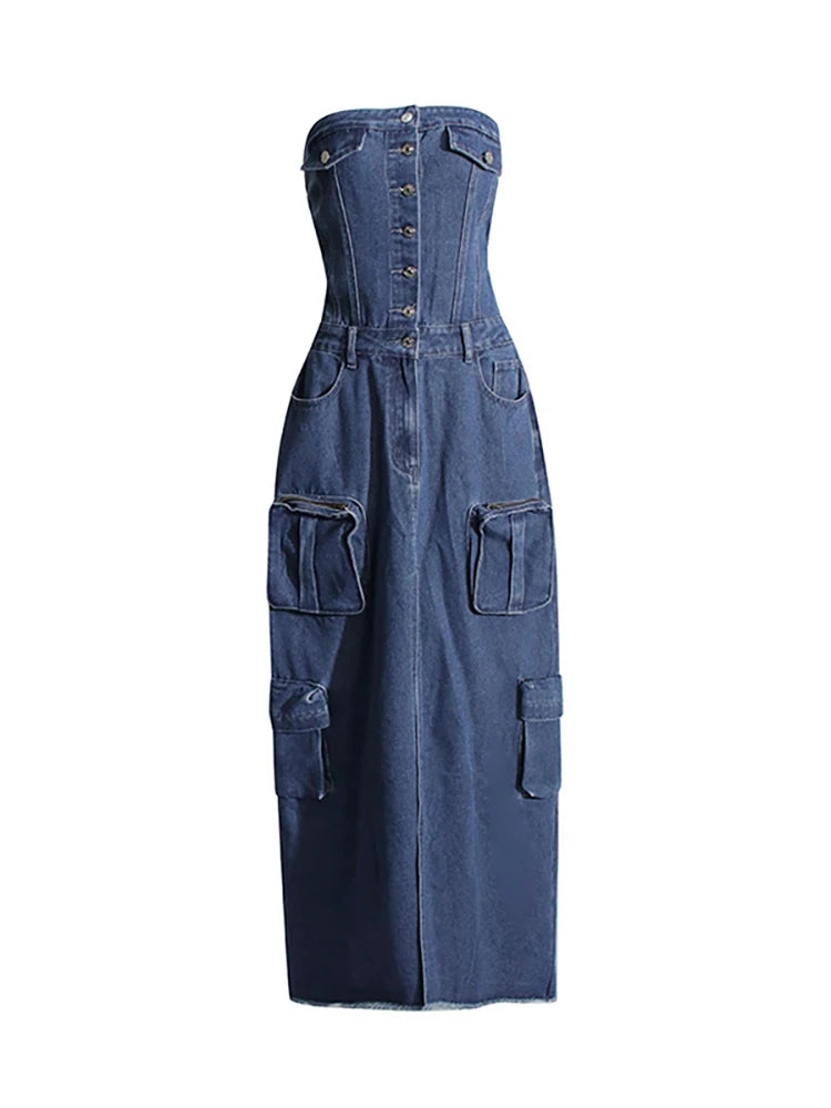 MULTI POCK DENIM DRESS