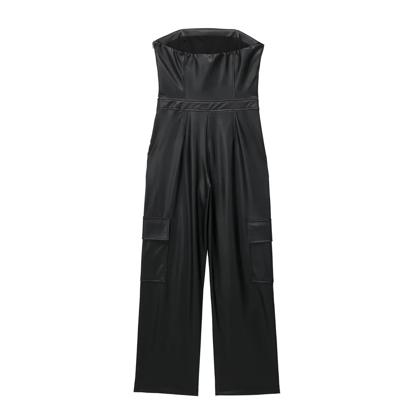 BLACK ONEZIE LEATHER JUMPSUIT