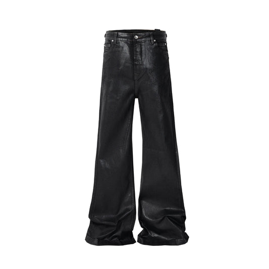 LEATHER ROPE BLACK FLARE JEANS