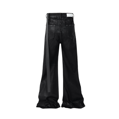 LEATHER ROPE BLACK FLARE JEANS