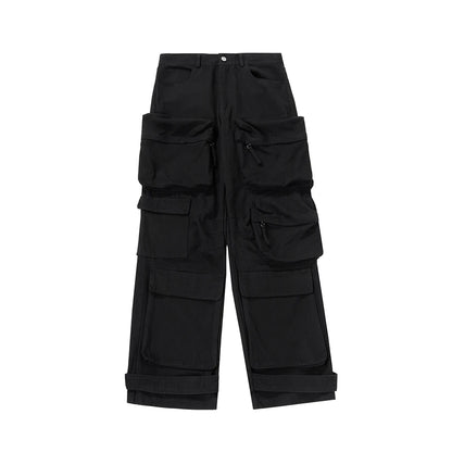 STACKED POCKET BLACK PANTS